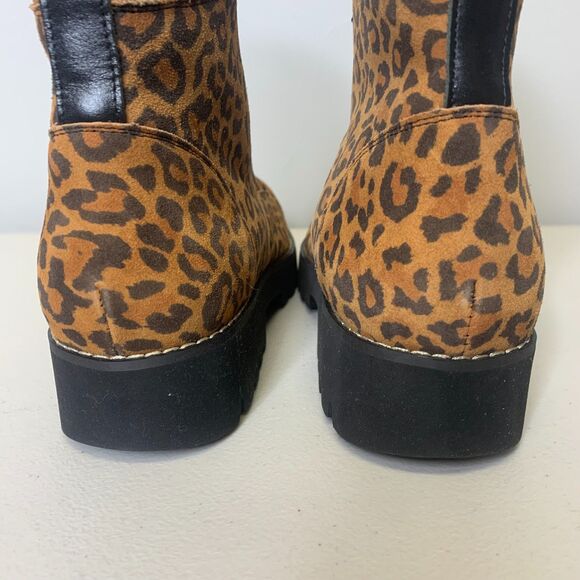 Donald Pliner Suede Boots Leather Animal Print‎ Combat Hiker Biker 7 NEW - Picture 4 of 12